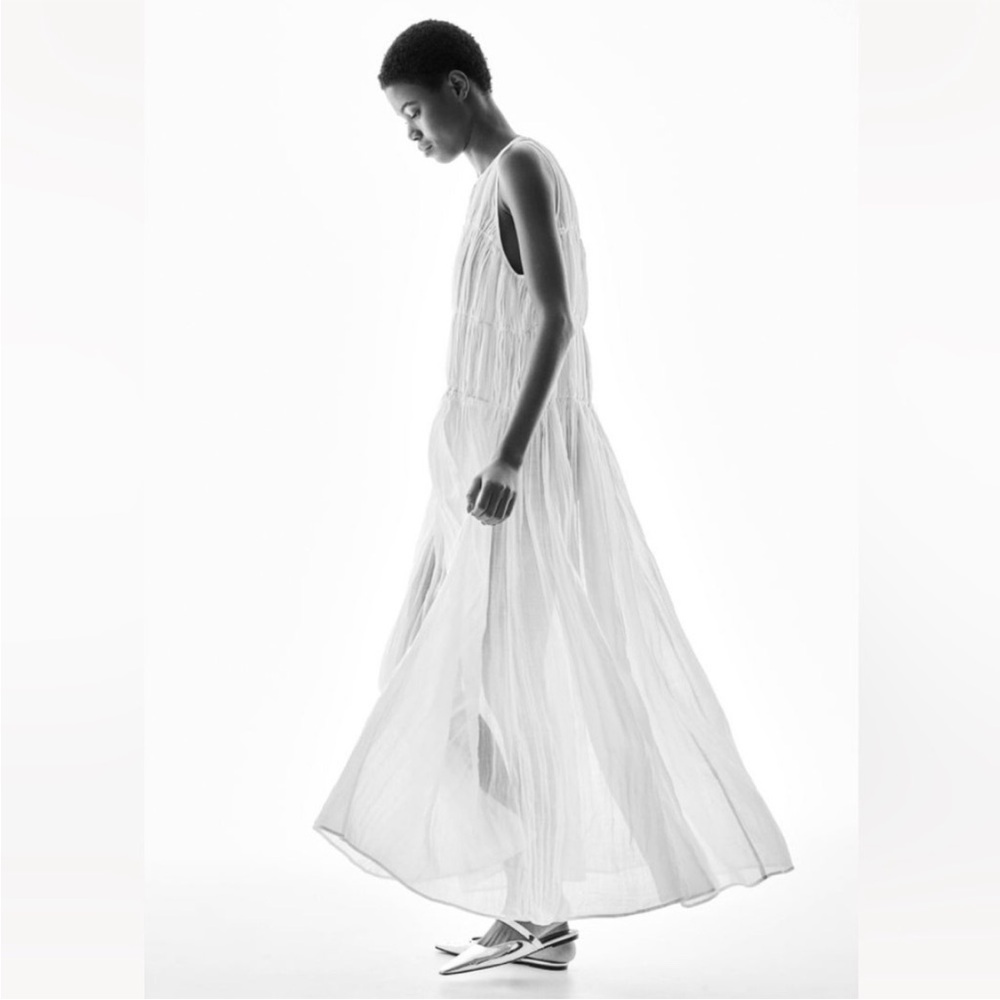 NWT! H&M Ramie Maxi Dress in White Size Small - Picture 5 of 10
